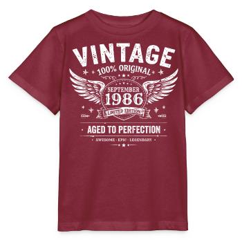 Né en Septembre 1986 - T-shirt bio MINI CREATOR Stanley/Stella Enfant - bordeaux - Devant - Kain (125cm)