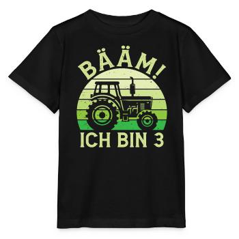 Ich bin 3 Jahre Drei Junge 3. Geburtstag Traktor - Stanley/Stella Kinder T-Shirt MINI CREATOR  - Schwarz - Vorne - Mikhail (115cm)