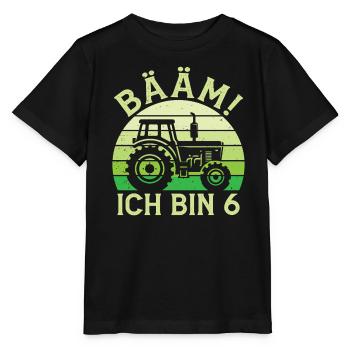 Ich bin 6 Jahre Drei Junge 6. Geburtstag Traktor - Stanley/Stella Kinder T-Shirt MINI CREATOR  - Schwarz - Vorne - Mikhail (115cm)