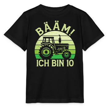 Ich bin 10 Jahre Drei Junge 10. Geburtstag Traktor - Stanley/Stella Kinder T-Shirt MINI CREATOR  - Schwarz - Vorne - Mikhail (115cm)