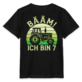Ich bin 7 Jahre Drei Junge 7. Geburtstag Traktor - Stanley/Stella Kinder T-Shirt MINI CREATOR  - Schwarz - Vorne - Mikhail (115cm)