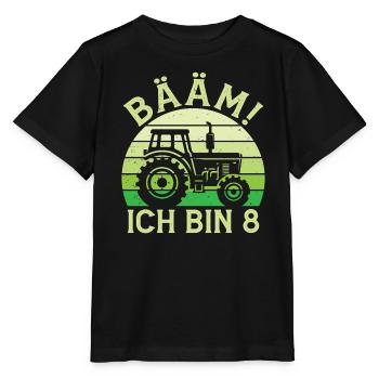 Ich bin 8 Jahre Drei Junge 8. Geburtstag Traktor - Stanley/Stella Kinder T-Shirt MINI CREATOR  - Schwarz - Vorne - Mikhail (115cm)