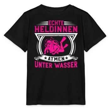 Echte Heldinnen atmen unter Wasser - Stanley/Stella Kinder T-Shirt MINI CREATOR  - Schwarz - Vorne - Mikhail (115cm)
