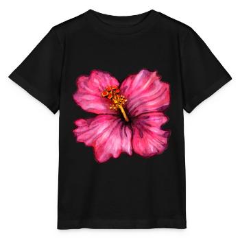 Hibiskus (Aquarell) - Stanley/Stella Kinder T-Shirt MINI CREATOR  - Schwarz - Vorne - Mikhail (115cm)