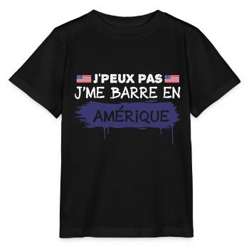j'peux pas je me barre en Amérique | USA !! - T-shirt bio MINI CREATOR Stanley/Stella Enfant - noir - Devant - Mikhail (115cm)