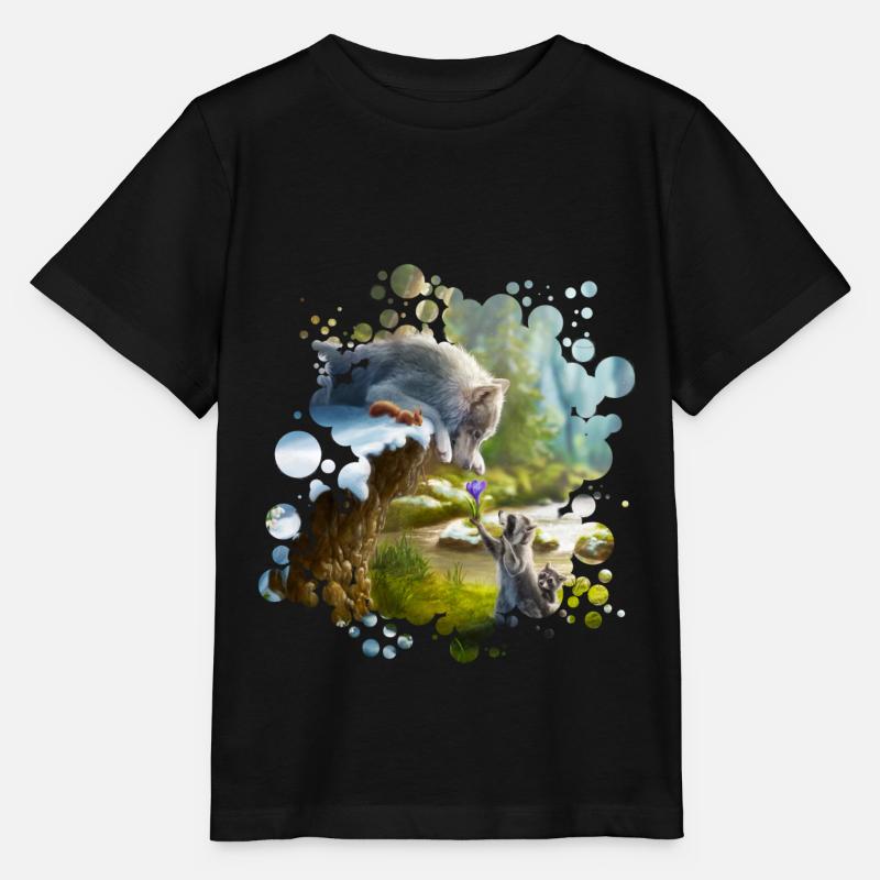 Freunde (Wolf & Waschbär) - Stanley/Stella Kinder T-Shirt MINI CREATOR  - Schwarz