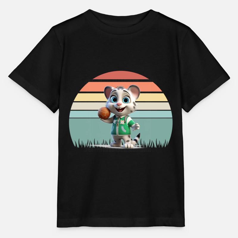 2Katze mit Kugel - Stanley/Stella Kinder T-Shirt MINI CREATOR  - Schwarz