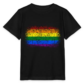 Regenbogenfahne Used Look - Stanley/Stella Kinder T-Shirt MINI CREATOR  - Schwarz - Vorne - Mikhail (115cm)