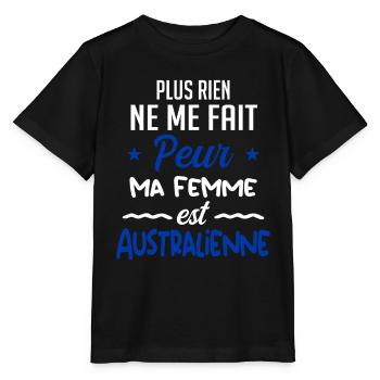 Rien ne me fait peur ma femme est Australienne !! - T-shirt bio MINI CREATOR Stanley/Stella Enfant - noir - Devant - Mikhail (115cm)