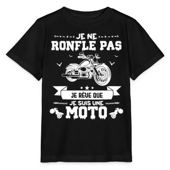 je ne ronfle pas je rêve que je suis une moto ! - T-shirt bio MINI CREATOR Stanley/Stella Enfant - noir - Devant - Mikhail (115cm)