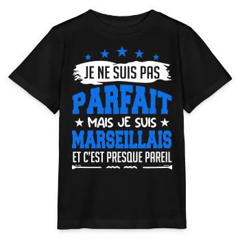Je ne suis pas parfait mais je suis Marseillais - T-shirt bio MINI CREATOR Stanley/Stella Enfant - noir - Devant - Mikhail (115cm)