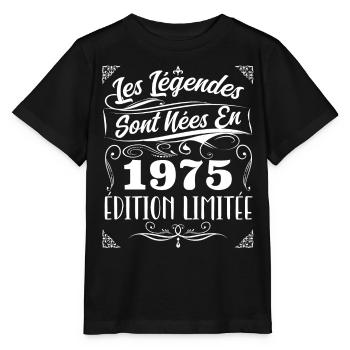 1975 les légendes sont nées en 1975 | vintage - T-shirt bio MINI CREATOR Stanley/Stella Enfant - noir - Devant - Mikhail (115cm)