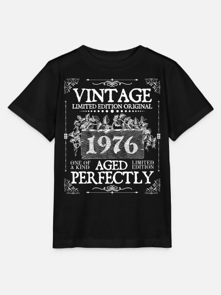 1976| Vintage Täydellisesti vuoden 1976 syntymäpäivästä lähtien - Stanley/Stella MINI CREATOR lasten t-paita - musta