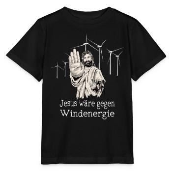 Jesus wäre gegen Windenergie - Stanley/Stella Kinder T-Shirt MINI CREATOR  - Schwarz - Vorne - Mikhail (115cm)