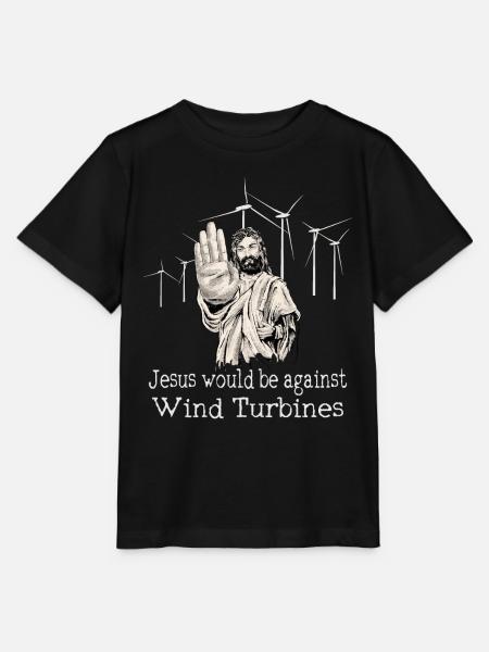 Jesus ville være imot vindturbiner og vindturbiner - Stanley/Stella MINI CREATOR T-skjorte for barn - svart