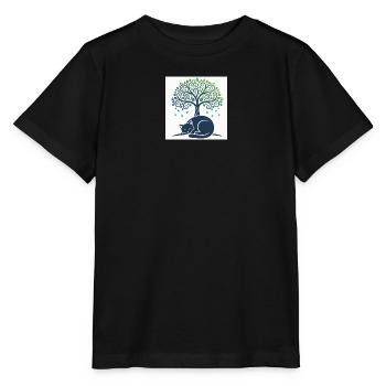 Chat dormeur sous arbre swirl - T-shirt bio MINI CREATOR Stanley/Stella Enfant - noir - Devant - Mikhail (115cm)