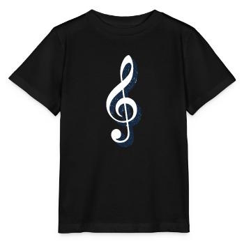 Clé de sol comme illustration en bleu royal - T-shirt bio MINI CREATOR Stanley/Stella Enfant - noir - Devant - Mikhail (115cm)