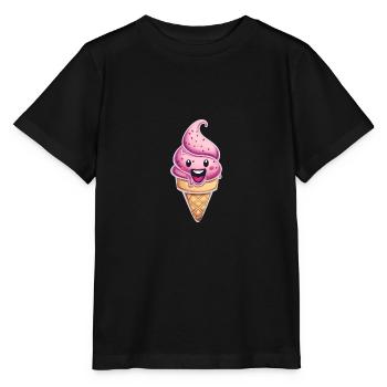 Lächelnde Eiskreation - Stanley/Stella Kinder T-Shirt MINI CREATOR  - Schwarz - Vorne - Mikhail (115cm)