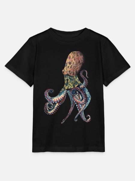 Oktopus Tintenfisch - Stanley/Stella Kinder T-Shirt MINI CREATOR - Schwarz