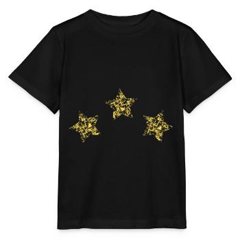 Three golden stars - Stanley/Stella MINI CREATOR Kids’ T-Shirt - black - Front - Mikhail (115cm)