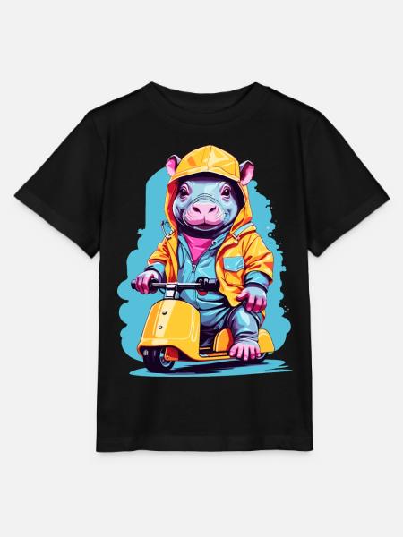 Süßes Nilpferd - Stanley/Stella Kinder T-Shirt MINI CREATOR - Schwarz
