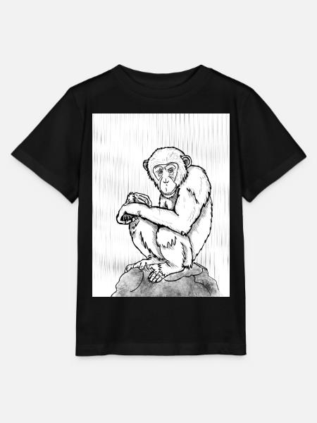 Nachdenklicher Schimpanse - Stanley/Stella Kinder T-Shirt MINI CREATOR - Schwarz