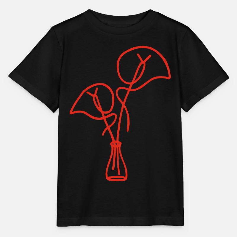 esquisse florale rouge - T-shirt bio MINI CREATOR Stanley/Stella Enfant - noir