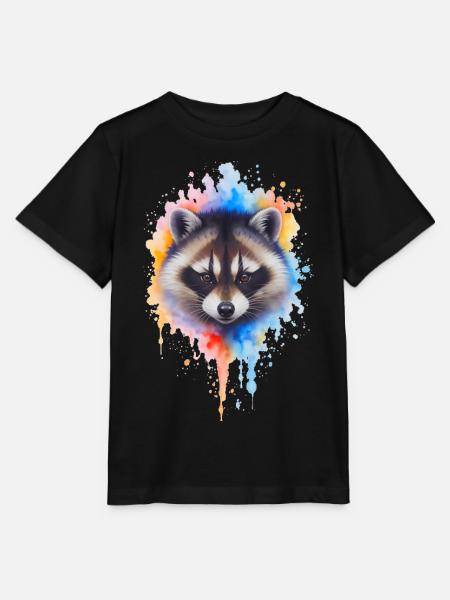 Aquarell Waschbär Farbexplosion - Stanley/Stella Kinder T-Shirt MINI CREATOR - Schwarz