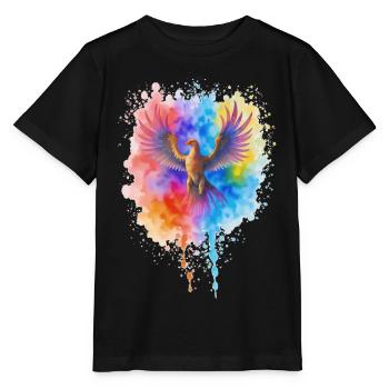Rushing Watercolor Phoenix - Stanley/Stella MINI CREATOR Kids’ T-Shirt - black - Front - Mikhail (115cm)