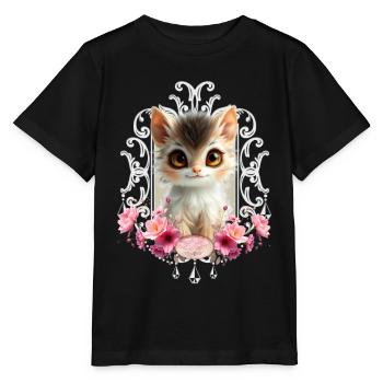 Chaton adorable et moelleux - T-shirt bio MINI CREATOR Stanley/Stella Enfant - noir - Devant - Mikhail (115cm)