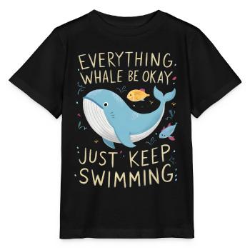 Whale Be Okay - Stanley/Stella Kinder T-Shirt MINI CREATOR  - Schwarz - Vorne - Mikhail (115cm)