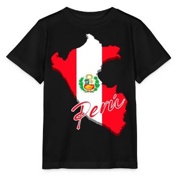 Drapeau du Pérou, carte drapeau du Pérou - T-shirt bio MINI CREATOR Stanley/Stella Enfant - noir - Devant - Mikhail (115cm)