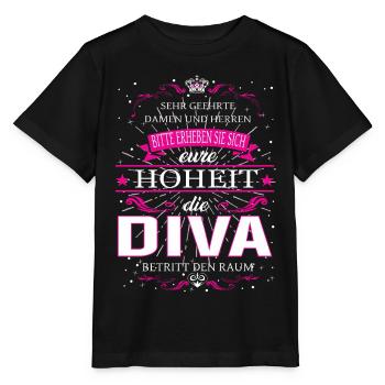 Eure Hoheit die Diva betritt den Raum - Stanley/Stella Kinder T-Shirt MINI CREATOR  - Schwarz - Vorne - Mikhail (115cm)