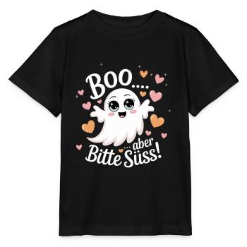 Halloween süßer Geist Boo Design - Stanley/Stella Kinder T-Shirt MINI CREATOR  - Schwarz - Vorne - Mikhail (115cm)