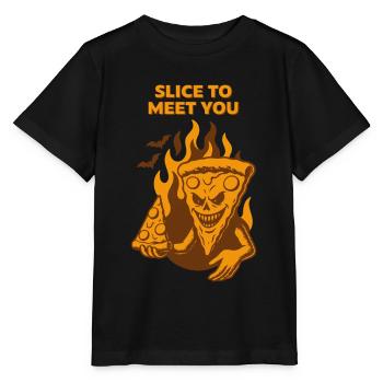 Devilish Pizza - Slice to meet you - Stanley/Stella MINI CREATOR Kids’ T-Shirt - black - Front - Mikhail (115cm)