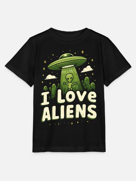 Ich liebe Aliens - Stanley/Stella T-shirt MINI CREATOR til børn - sort
