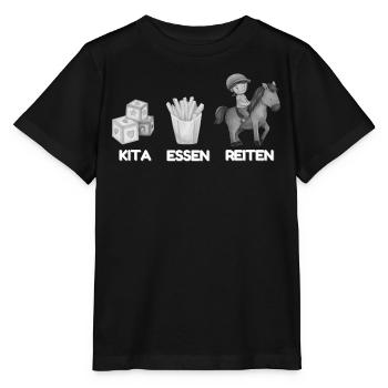 Kita Essen Reiten Motive - Stanley/Stella Kinder T-Shirt MINI CREATOR  - Schwarz - Vorne - Mikhail (115cm)