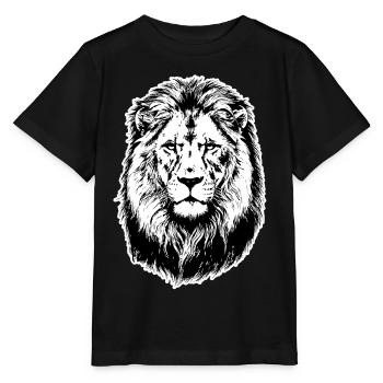 Portrait Lion Roi de la Savane - T-shirt bio MINI CREATOR Stanley/Stella Enfant - noir - Devant - Mikhail (115cm)