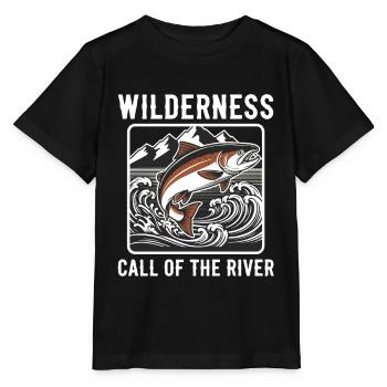 Wild trout fishing River Mountain - Stanley/Stella MINI CREATOR Kids’ T-Shirt - black - Front - Mikhail (115cm)