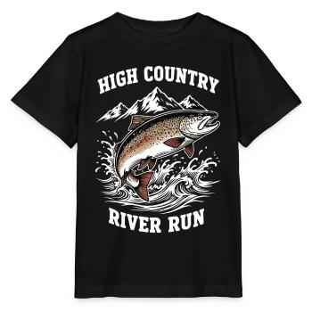Pêche Rivière Haute Montagne Truite - T-shirt bio MINI CREATOR Stanley/Stella Enfant - noir - Devant - Mikhail (115cm)