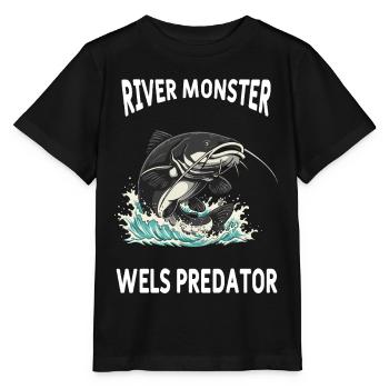 Pêche Rivière Silure Poisson Chat - T-shirt bio MINI CREATOR Stanley/Stella Enfant - noir - Devant - Mikhail (115cm)
