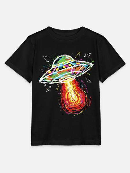 UFO-Weltraum-Kritzel Kritzel-Farbe - Stanley/Stella Kinder T-Shirt MINI CREATOR - Schwarz
