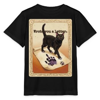 Je t’ai écrit une lettre, chat - T-shirt bio MINI CREATOR Stanley/Stella Enfant - noir - Devant - Mikhail (115cm)
