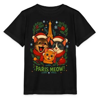 Katzen in Paris: Paris Meow - Stanley/Stella Kinder T-Shirt MINI CREATOR  - Schwarz - Vorne - Mikhail (115cm)
