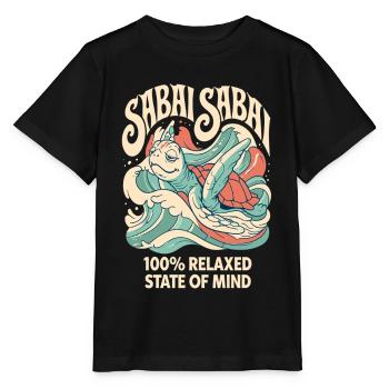 Turtle surfs – relaxed mind - Stanley/Stella MINI CREATOR Kids’ T-Shirt - black - Front - Mikhail (115cm)