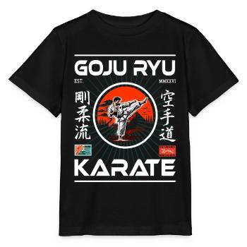 Goju-Ryu Karate Outfit für Karateka mit Kanji - Stanley/Stella Kinder T-Shirt MINI CREATOR  - Schwarz - Vorne - Mikhail (115cm)