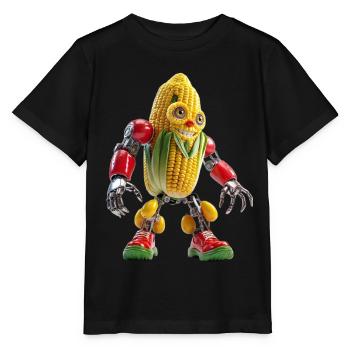 Corn Robot : Gadget végétar coloré - T-shirt bio MINI CREATOR Stanley/Stella Enfant - noir - Devant - Mikhail (115cm)