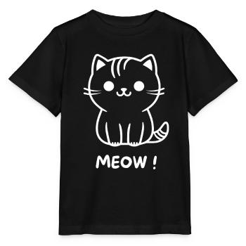 Dessin animé mignon du chat noir miaulant - T-shirt bio MINI CREATOR Stanley/Stella Enfant - noir - Devant - Mikhail (115cm)