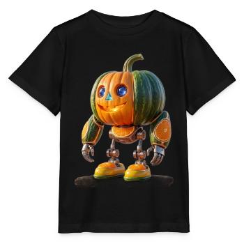 Cyborg citrouille d’Halloween : Art de la nature de science-fiction - T-shirt bio MINI CREATOR Stanley/Stella Enfant - noir - Devant - Mikhail (115cm)