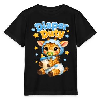 Diaper Duty Giraffe Baby - Stanley/Stella MINI CREATOR Kids’ T-Shirt - black - Front - Mikhail (115cm)